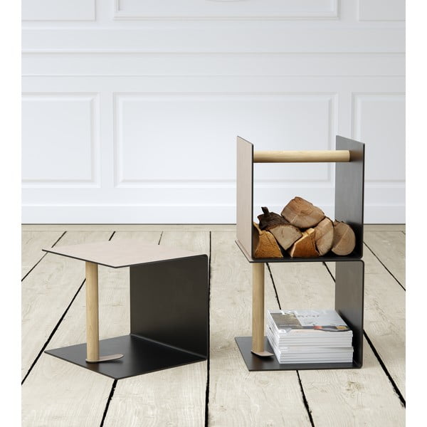 Must/hall metallist/öko-nahast dekoratiivne hoiukast 32x38x31 cm Bull - LIND DNA-image-1