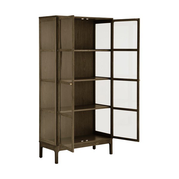Tumepruun vitriinkapp tammepuust dekooriga 90x180x40 cm Zamora - House Nordic-image-4