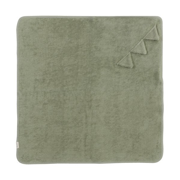 Roheline puuvillane beebirätik koos kapuutsiga 75x75 cm Dinosaur - Kindsgut-image-1