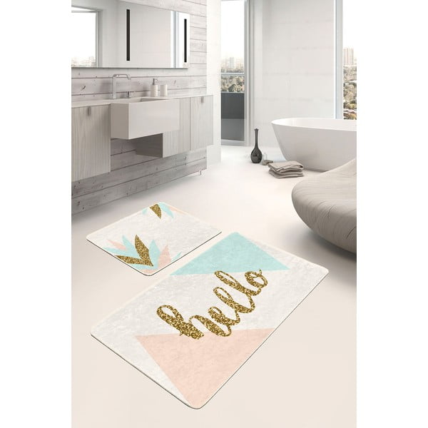  Kreemid-kuldsed sametist vannitoamatid 2tk komplektis 60x100 cm Hello - Mila Home-image-1
