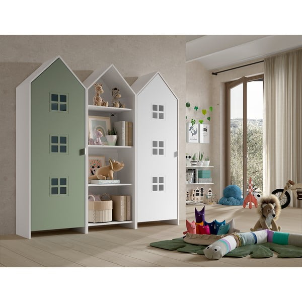 Valge-roheline avatud laste riidekapp 173x171,5 cm CASAMI BRUGES - Vipack-image-1