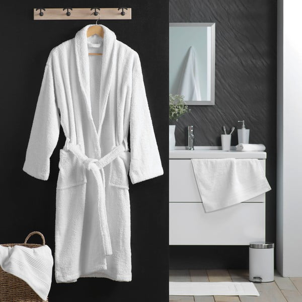 Valge puuvillane hommikumantel, suurus M Tendresse - douceur d'intérieur-image-1