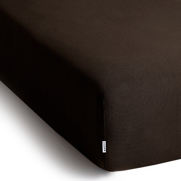 Tumepruun trikotaažist kummiga lina 160x200cm Amber – Restilo-image-2