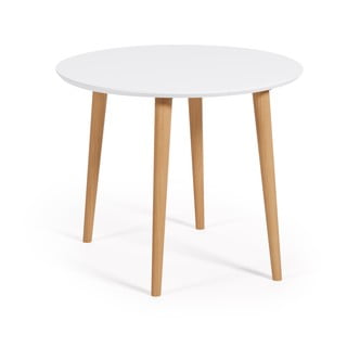 Valge ümmargune klapplaud valge lauaplaadiga ø 90 cm Oqui - Kave Home