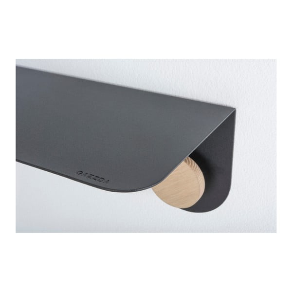 Mustast terasest seinariiul tammepuust detailidega, 2 konksuga, pikkus 70 cm. Hook - Gazzda-image-3