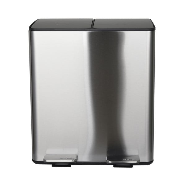 Matt hõbedane terasest prügikast 2x20 l sorteeritud jäätmete jaoks/pedaaliga Aliya - Spirella-image-2