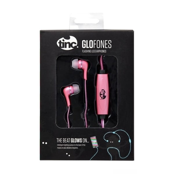 Růžová sluchátka s LED podsvícením TINC Neon Glofones