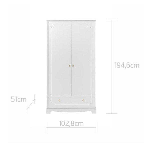 Valge laste riidekapp 102,8x195 cm Royal - BELLAMY-image-4