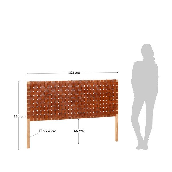 Teakpuust ja nahast pealaud, 153 x 110 cm Calixta - Kave Home-image-4