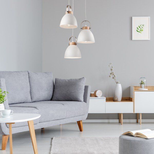 Valge rippvalgusti metallist varjuga ø 37 cm Danielle - LAMKUR-image-1