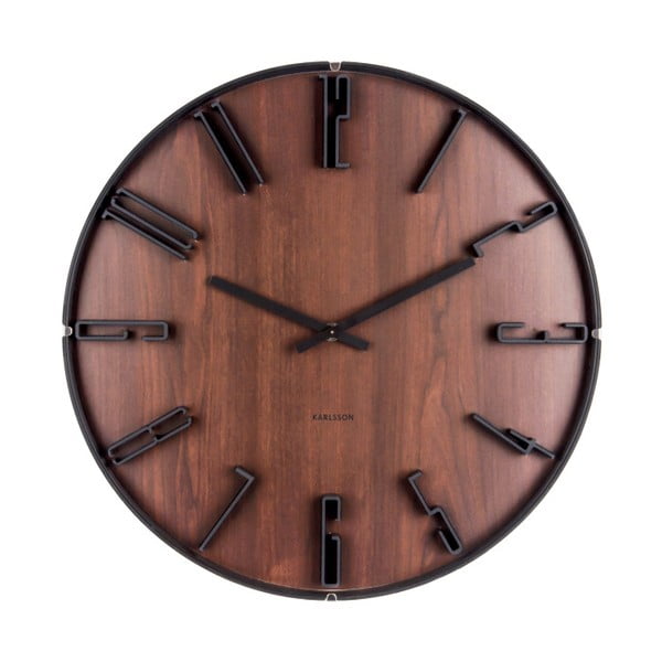 Tmavě hnědé nástěnné hodiny Karlsson Sentient, ⌀ 40 cm