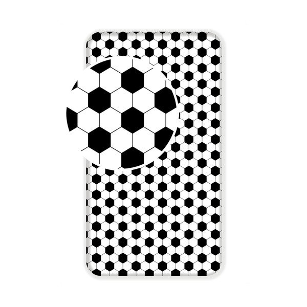 Mustvalge puuvillane laste lina üheinimesevoodile Football - Jerry Fabrics