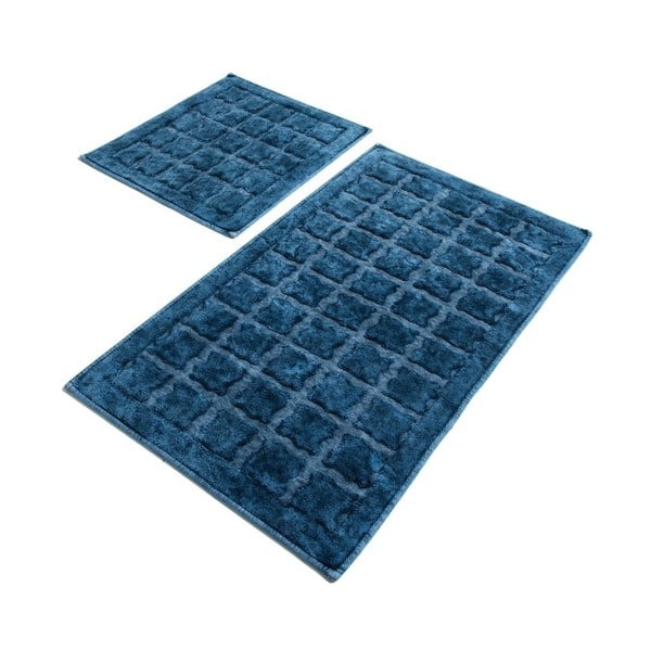 Sada 2 modrých bavlněných koupelnových předložek Confetti Bathmats Jean Estoril Blue