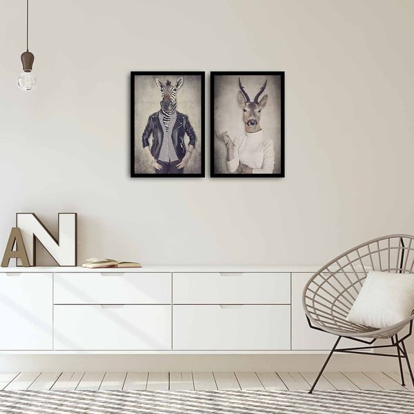 Kaheosaline maal "Koduribi ja hirv", 72 x 50 cm - Wallity-image-1