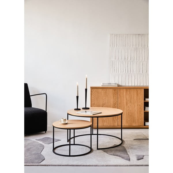 Ümmargused tammespoonist pinnaga diivanilauad 2tk komplektis ø 80 cm Yona - Kave Home-image-1