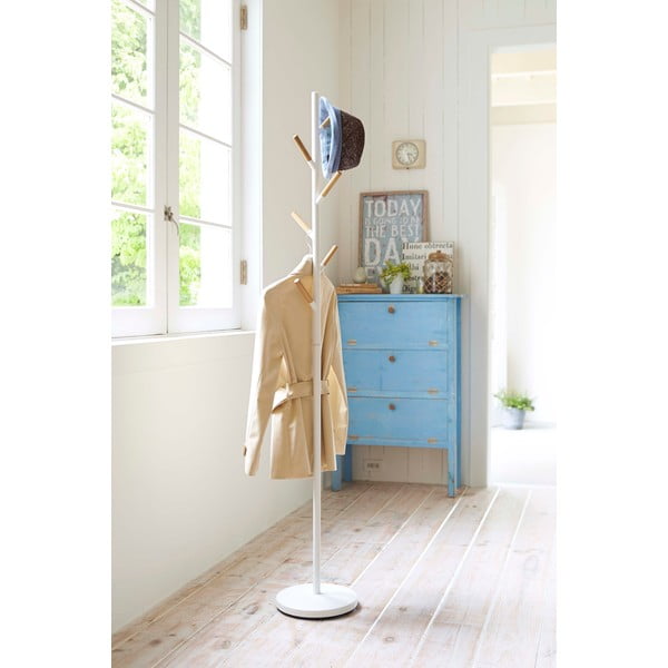 Valge põrandakinnitus koos pöögipuu detailidega Puude kinnitusrihmaga Plain - YAMAZAKI-image-1