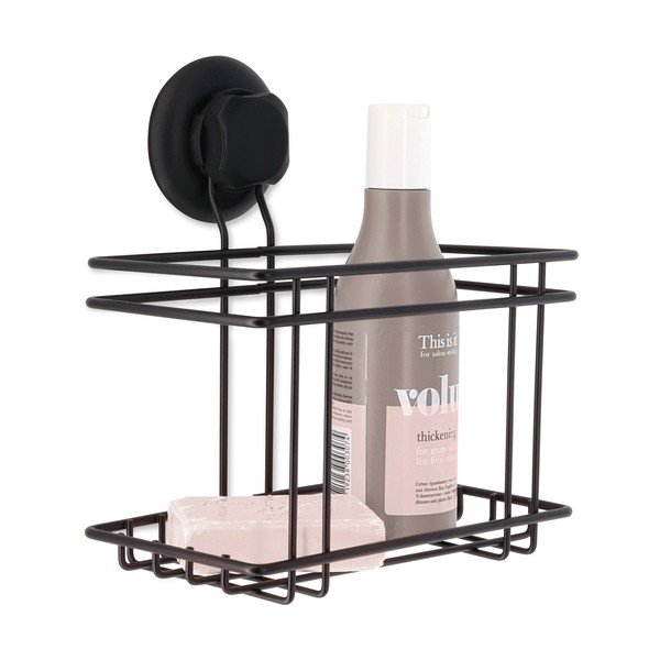 Must isekinnitatav seinale paigaldatud vannitoa riiul Must nõude hoidja Bestlock - Compactor-image-1