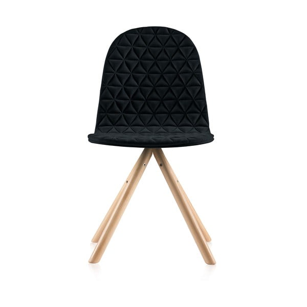 Černá židle s přírodními nohami Iker Mannequin Triangle