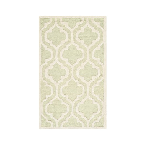 Zeleno-bílý vlněný koberec Safavieh Lola, 152 x 91 cm