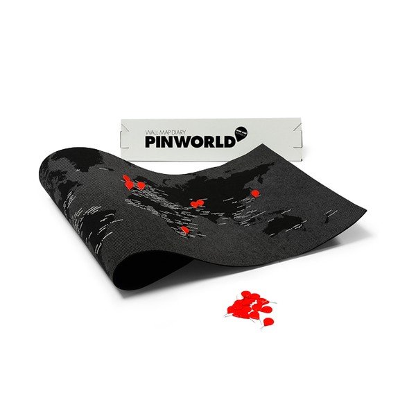 Černá nástěnná mapa světa Palomar Pin World Mini, 77 x 48 cm-image-3