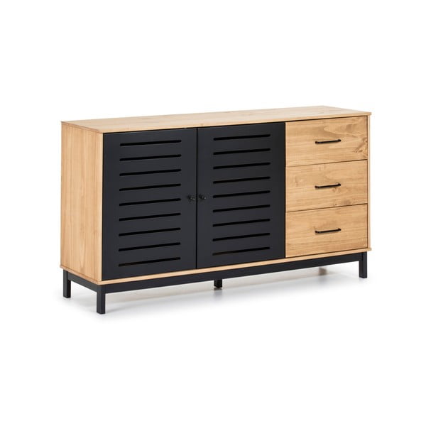 Puidust konstruktsiooniga ja mustade detailidega kapp, laius 141 cm Alessia - Marckeric-image-2