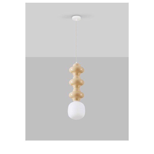Valge/kreemikas keraamiline ripplamp klaasist varjuga, ø 18 cm Clio - Nova Luce-image-3