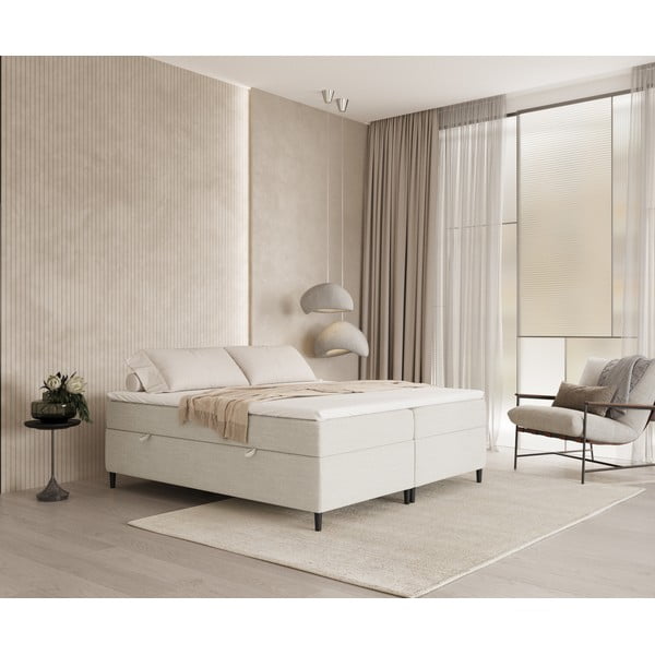 Kreemvalge vedrumadratsiga voodi koos panipaigaga 180x200 cm Araya - Maison de Rêve-image-1