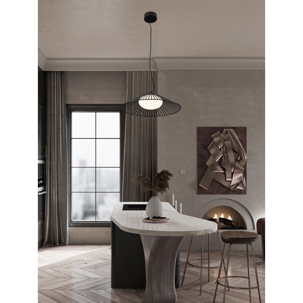 Matt must metallist LED-ripplamp klaasist varjuga, ø 50 cm Brume - Nova Luce-image-1