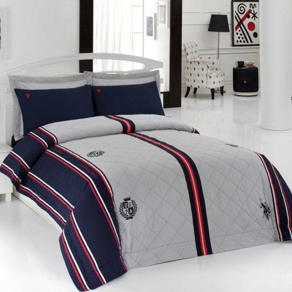 Sada přehozu přes postel a prostěradla US Polo Nevada, 220x230 cm