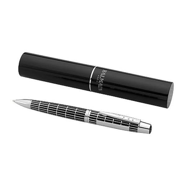 Černé vzorované pero s pouzdrem Balmain