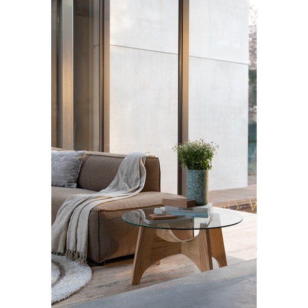 Ümmargune diivanilaud klaasist pealispinnaga ø 80 cm Kobe - Zuiver-image-1