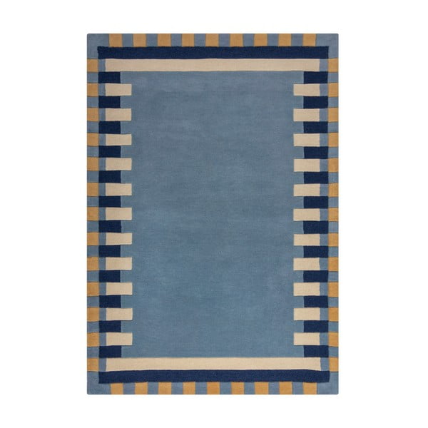 Sinine käsitsi kootud villane vaip 120x170 cm Kai Wool Border - Flair Rugs