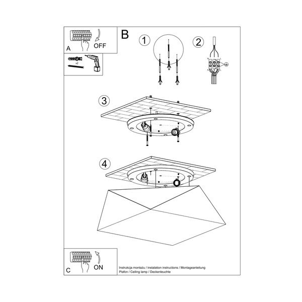 Must laevalgusti 35x35 cm Koma - Sollux-image-3