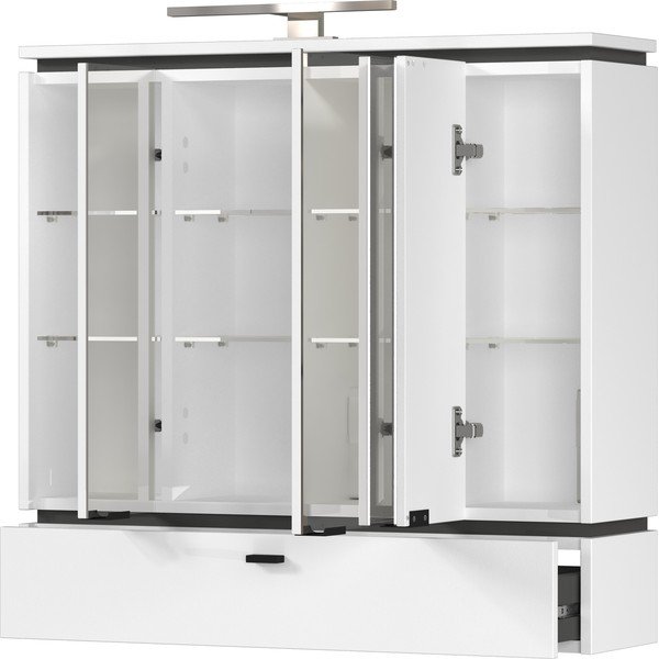 Valge vannitoakapp koos peegli ja valgustusega 79x80 cm Modesto - Germania-image-2