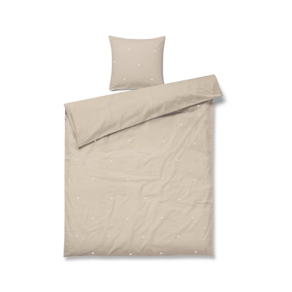 Beež perkal-puuvillast voodipesu üheinimesevoodile 140x200 cm Daisy - JUNA