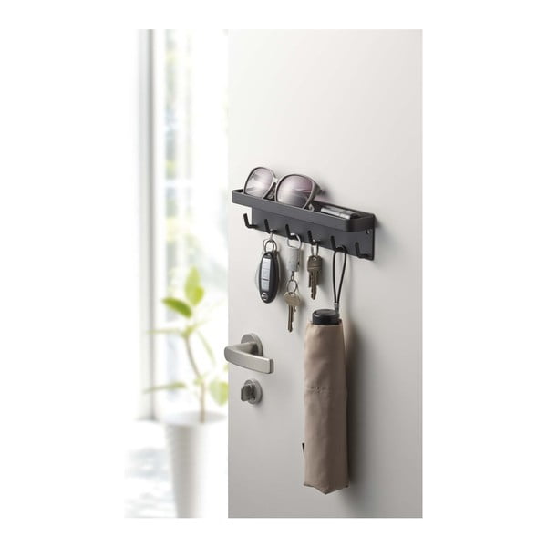Must seinale paigaldatav võtmehoidja koos riiuliga Smart - YAMAZAKI-image-1