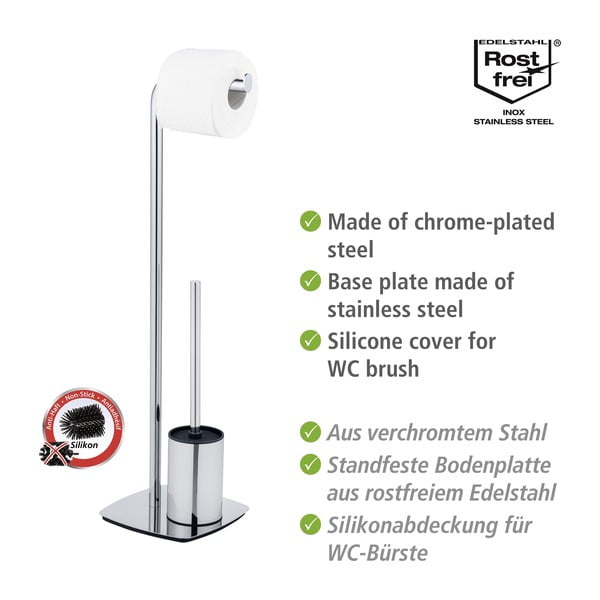 WC-paberihoidja koos roostevabast terasest harjaga Iria - Wenko-image-3