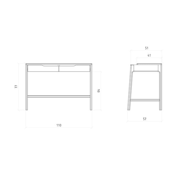 Tammepuidust tualettlaud 57x110 cm Twig - The Beds-image-4
