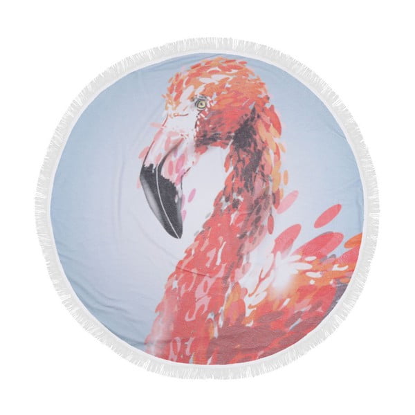 Barevná plážová osuška ze 100% bavlny Flamingo, ⌀ 150 cm