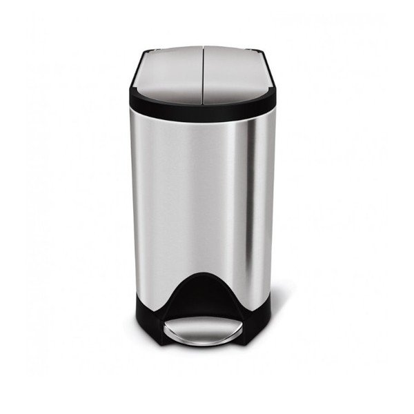 Stříbrný matný pedálový koš simplehuman Butterfly, 10 l