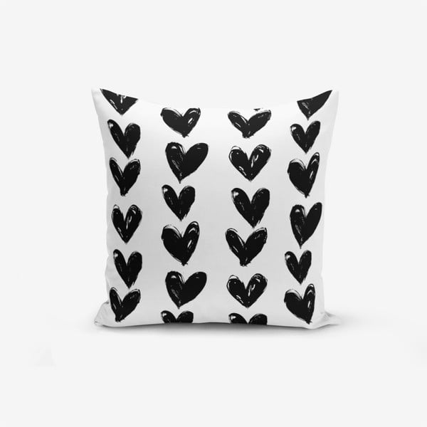 Puuvillasegust padjapüür Must süda, 45 x 45 cm - Minimalist Cushion Covers