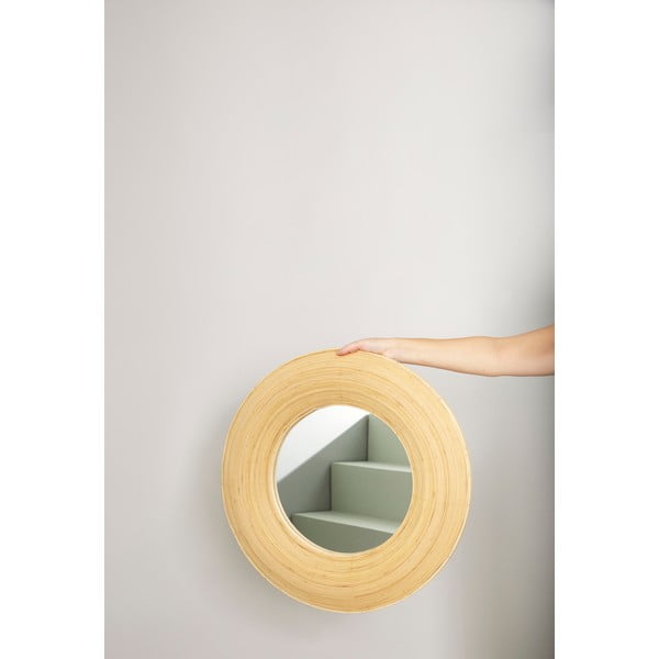 Bambusest raamiga seinapeegel ø 60 cm Blush - Hübsch-image-2