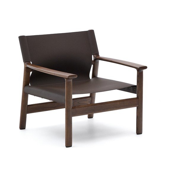 Tumepruun nahast tugitool Jan - Kave Home