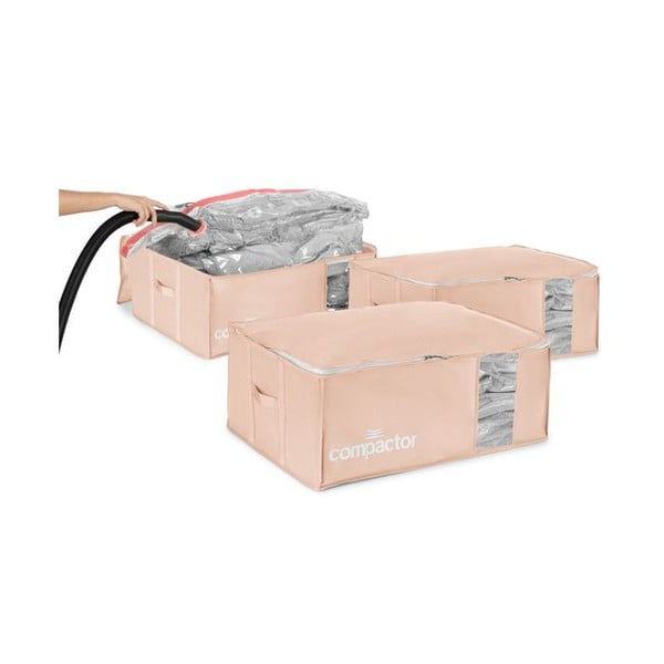 Vaakumplastist riiete hoiukastid 3tk komplektis 65x45x27 cm Pink Edition - Compactor-image-1