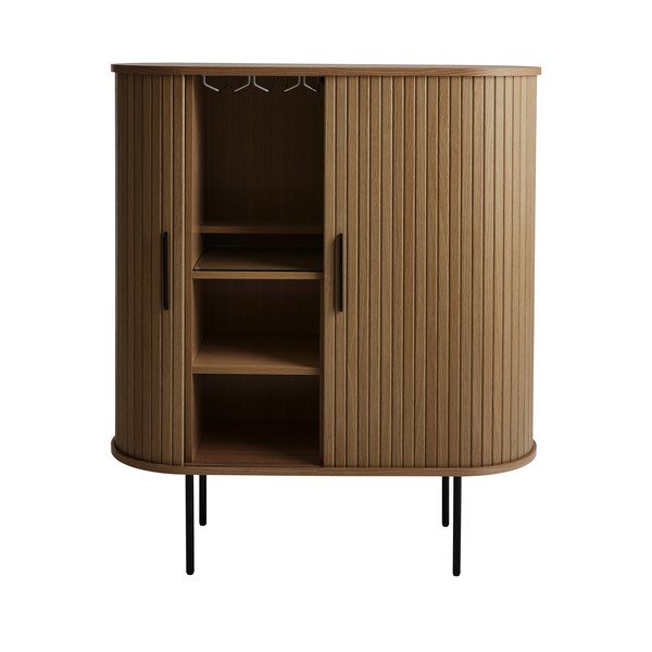 Pruun tammespoonist lükandustega veinikapp 100x118x40 cm Nola - Unique Furniture-image-1