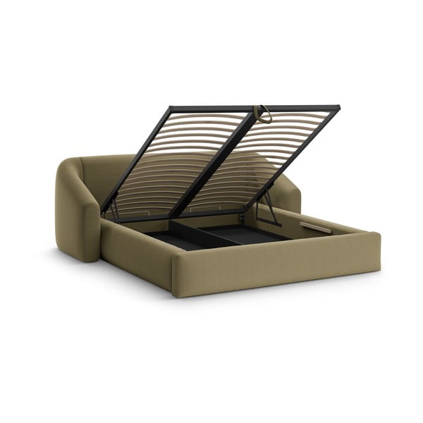 Roheline polsterdatud kaheinimesevoodi, koos panipaiga ja restiga 200x200 cm Campi – Cosmopolitan Design-image-2