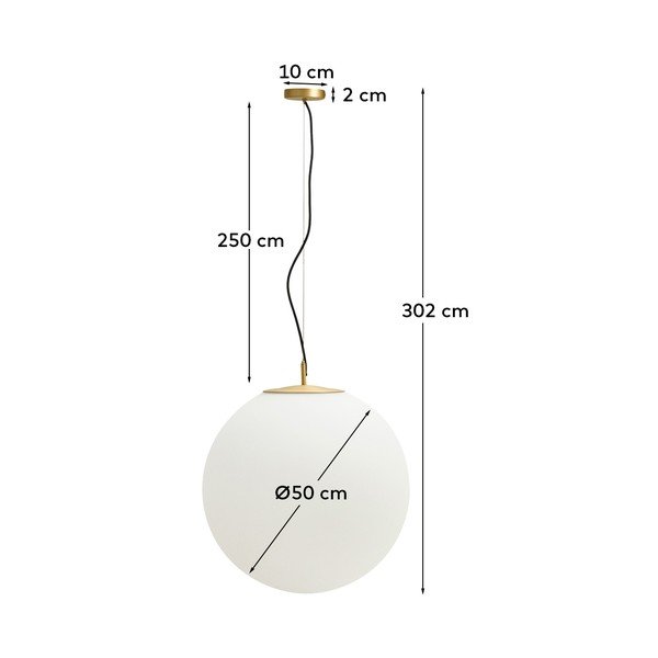 Valge/kuldne ripplamp klaasist varjuga ø 10 cm Brisia - Kave Home-image-4