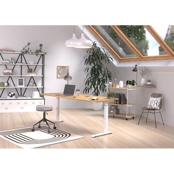 Reguleeritava kõrgusega tammedekooriga töölaud 80x180 cm Downey - Germania-image-1
