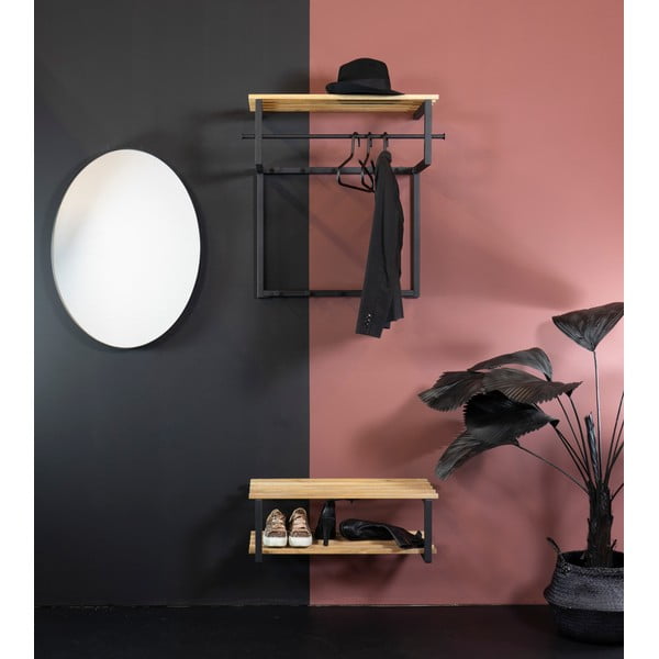 Must-puiduvärvi metallist seinanagi koos riiuliga Rizzoli - Spinder Design-image-3