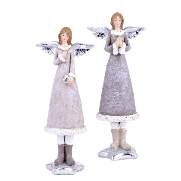 Sada 2 zimních andělíčků Ego Dekor, výška 16,5 cm